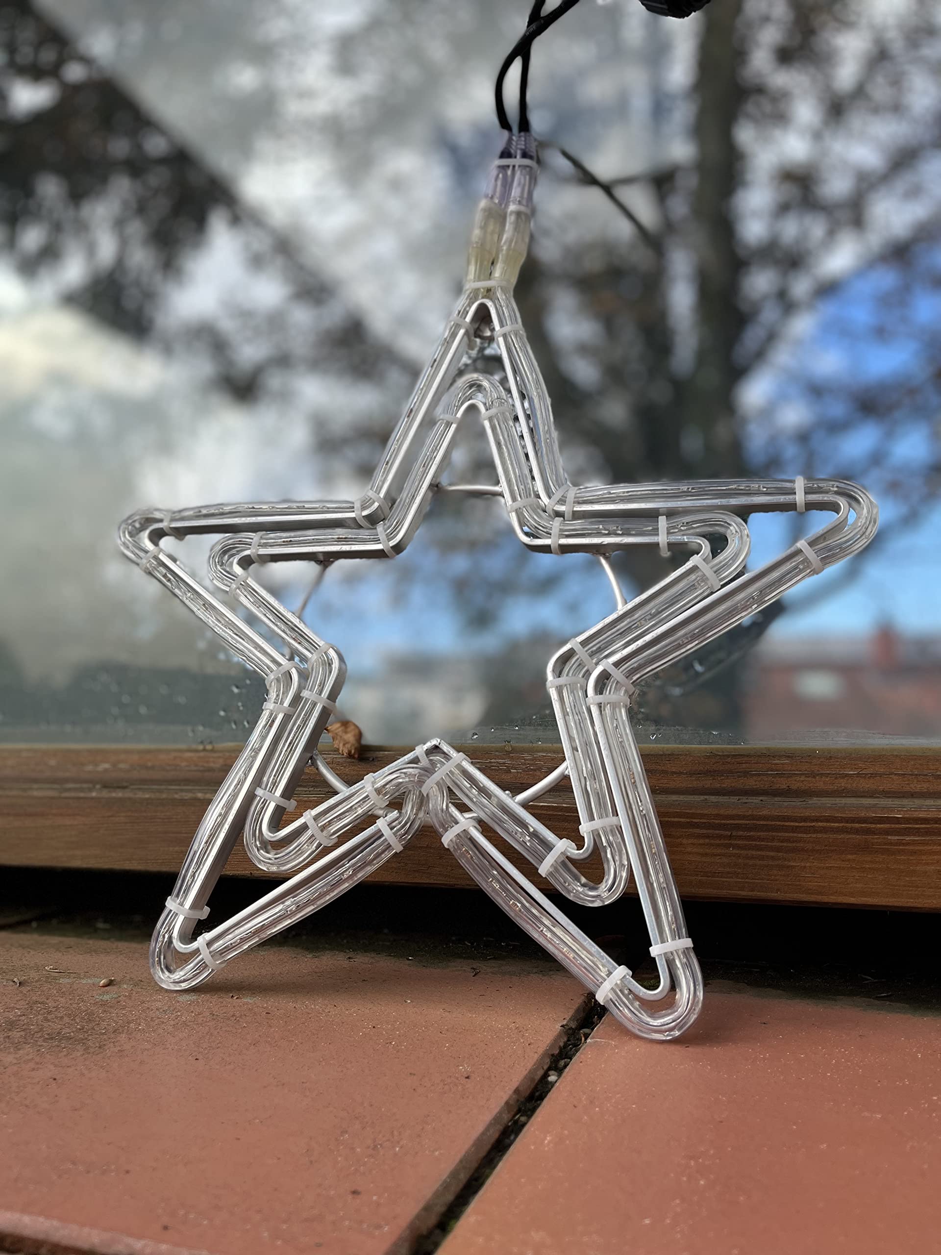 Profi Serie - Étoile LED de Noël, extérieur et intérieur, blanc chaud, 42 x 40 cm, double couche, étanche IP65, cadre en aluminium inoxydable, dimmable, fenêtre, balcon, jardin, décoration