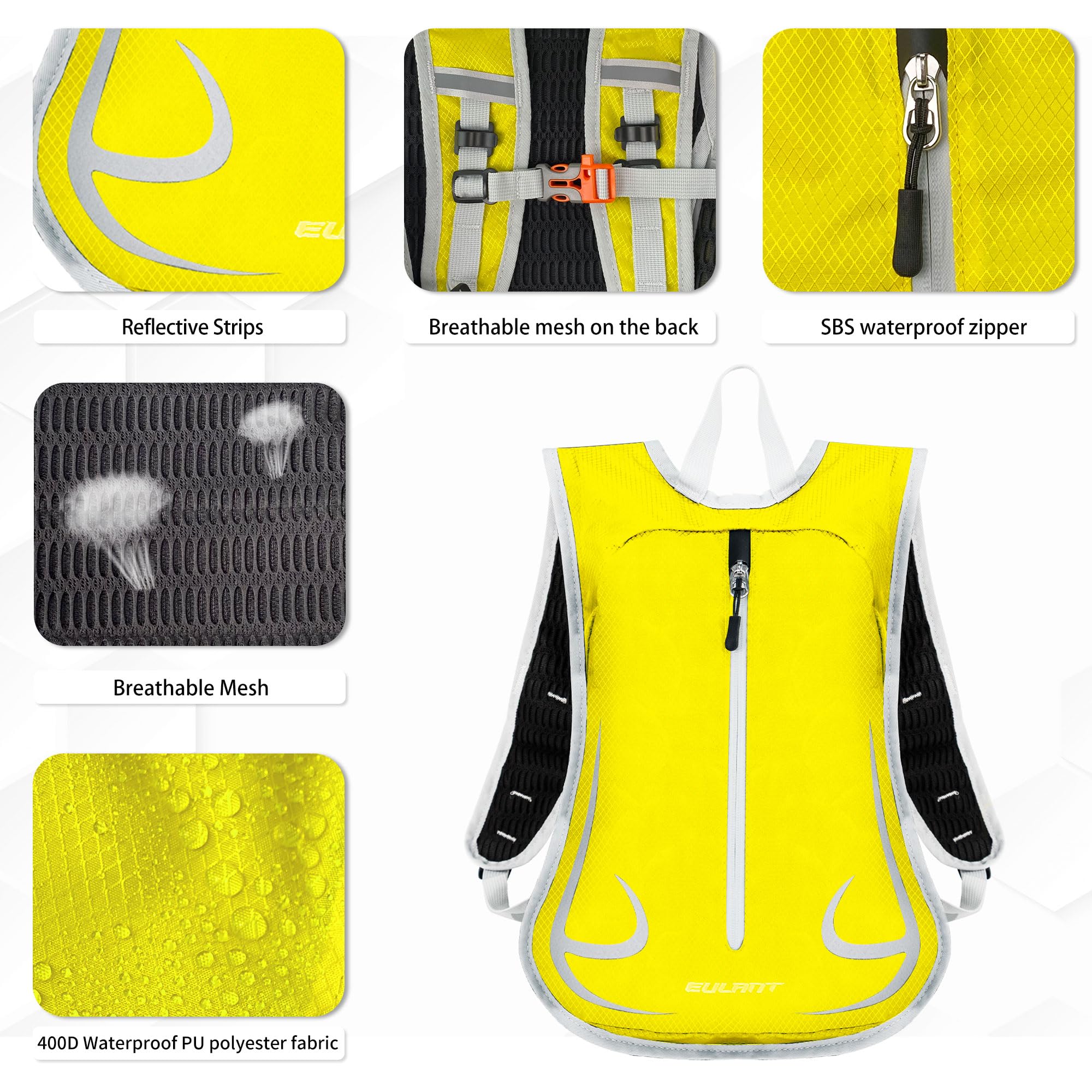 EULANT Kleine Hardlooprugzak,Reflecterend Fietsrugzak