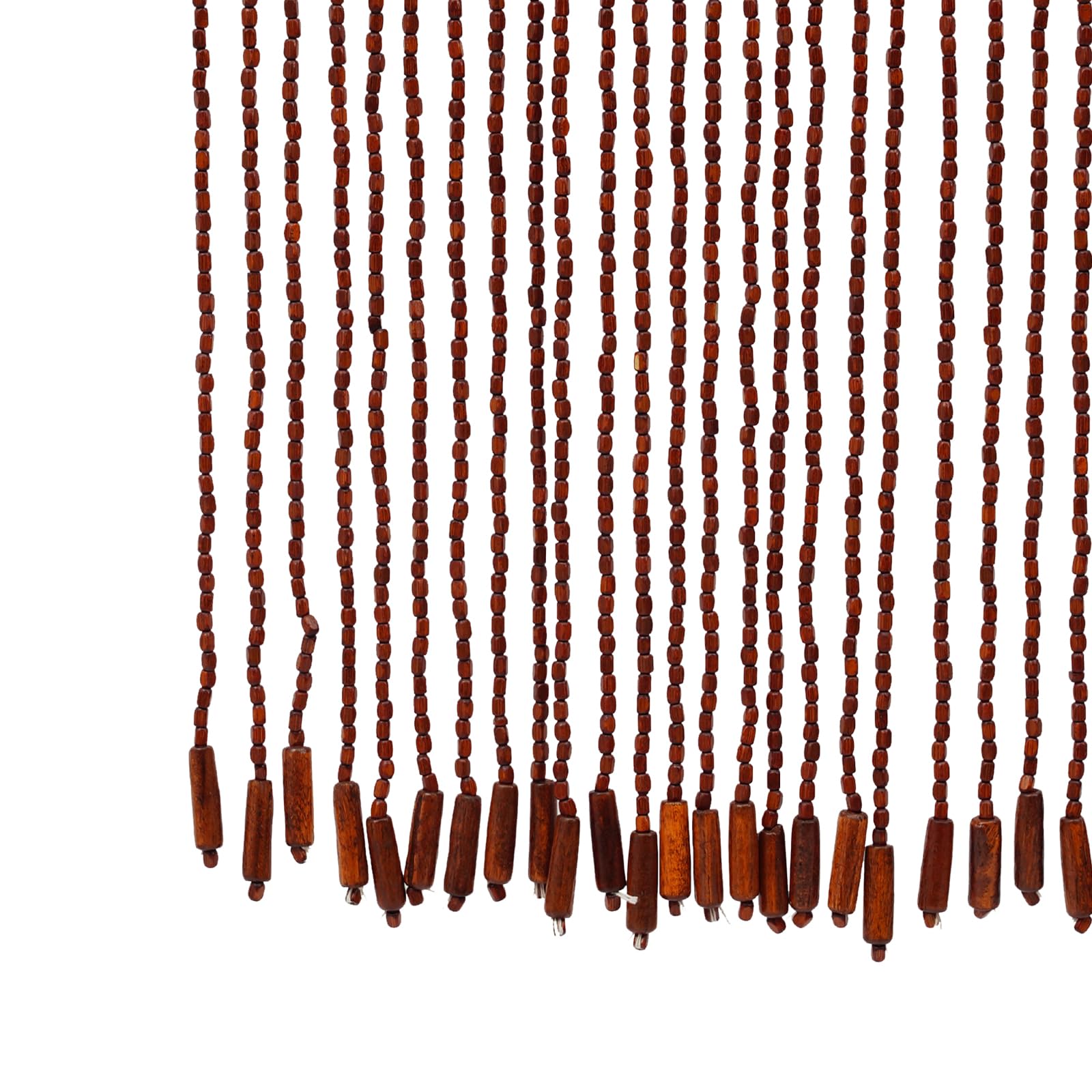 Rideau à perles en bois, 90 x 130 cm, 60 brins, couleur café, rideau de porte décoratif avec motif dentelé, séparateur de pièce, rideau de porte pour mariage, café, restaurant
