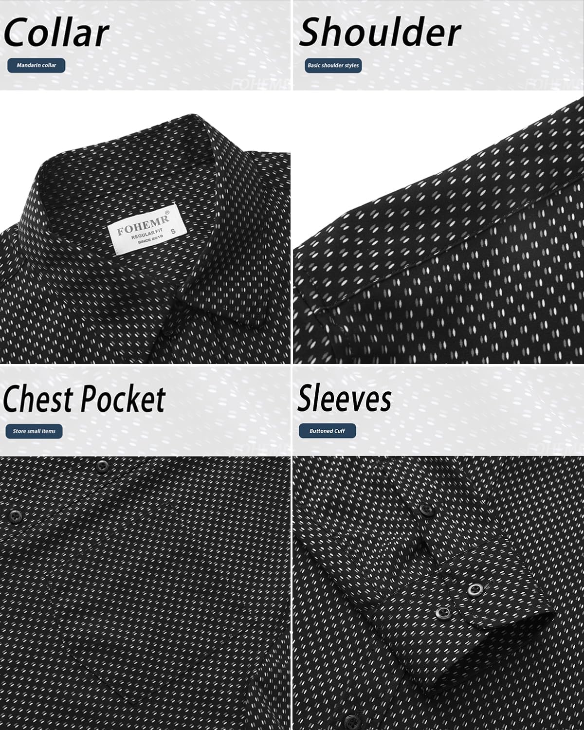 Mens Printed Dress Shirt Long Sleeve Stretch Wrinkle-Free Untucked Patterned Button Down Business Shirts with Pocket - Image 5