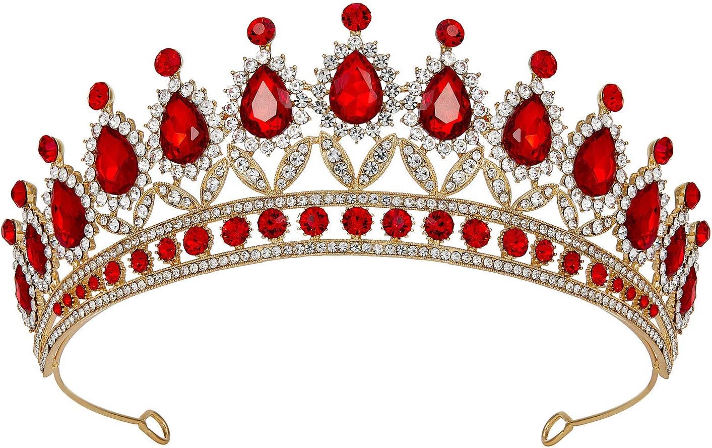 SWEETV Rhinestone Wedding Tiara for Women, Royal Queen Crown Headband, Crystal Princess Hair Accessories for Prom Birthday