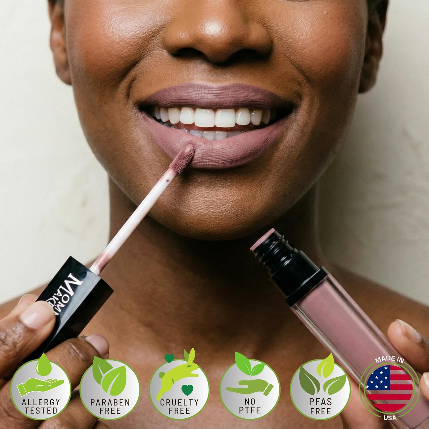 Mommy Makeup Stay Put Matte Lip Cream - Kiss-proof, Transfer-proof, Waterproof, Long Lasting Lipstick - Non-Drying Formula Infused with Vitamin E (Raquel)