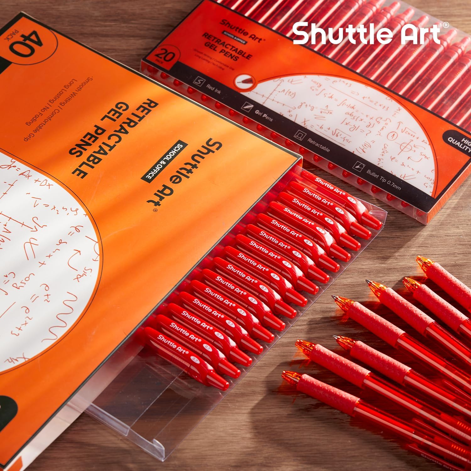 Shuttle Art Red Gel Pens, 40 Pack Retractable 0.7mm Medium Point Rollerball Red Ink Pens Smooth Writing with Comfortable Grip for Writing Journaling Taking Notes Office School Home - Image 8