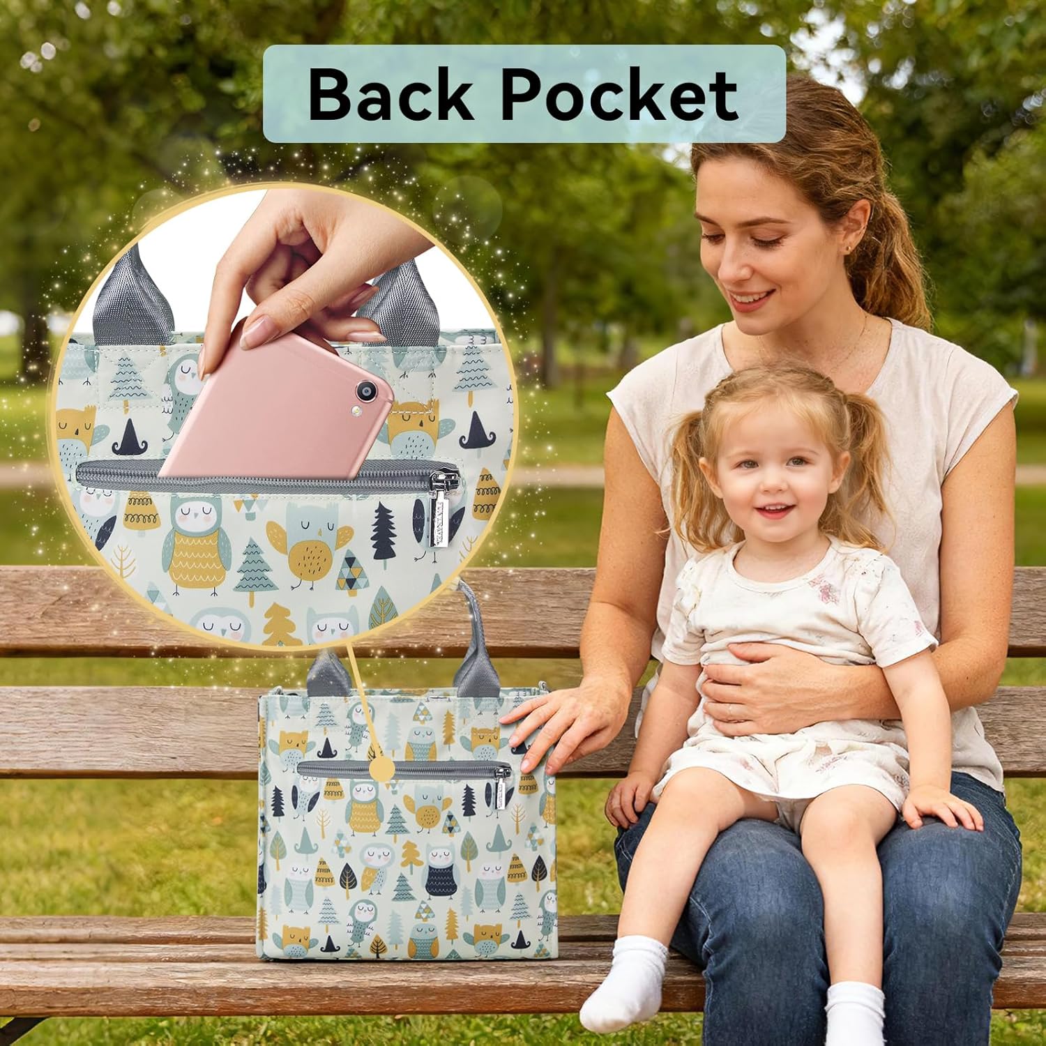 Small Diaper Bag Tote Waterproof Travel Mini Diaper Bag Multi-Function Baby Handbag Crossbody Purse(owl)