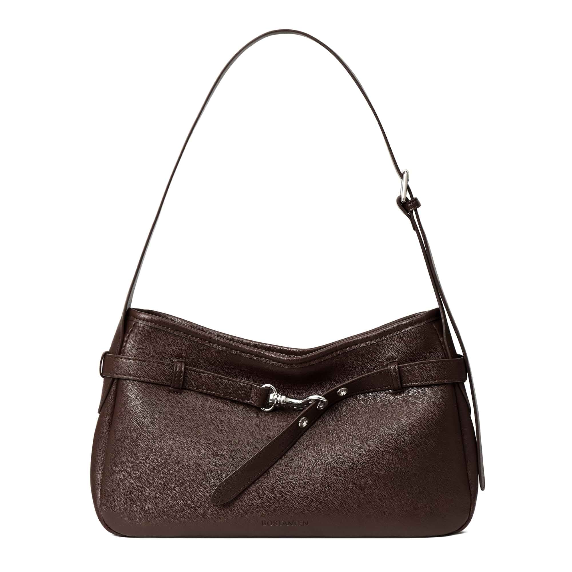 BOSTANTEN Vegan Leather Baguette Bag, Adjustable Shoulder Purse for Women Soft, Water-Resistant Finish, Adjustable Shoulder Strap, Lightweight and Spacious, Matte Metal Hardware, Vintage Retro Style