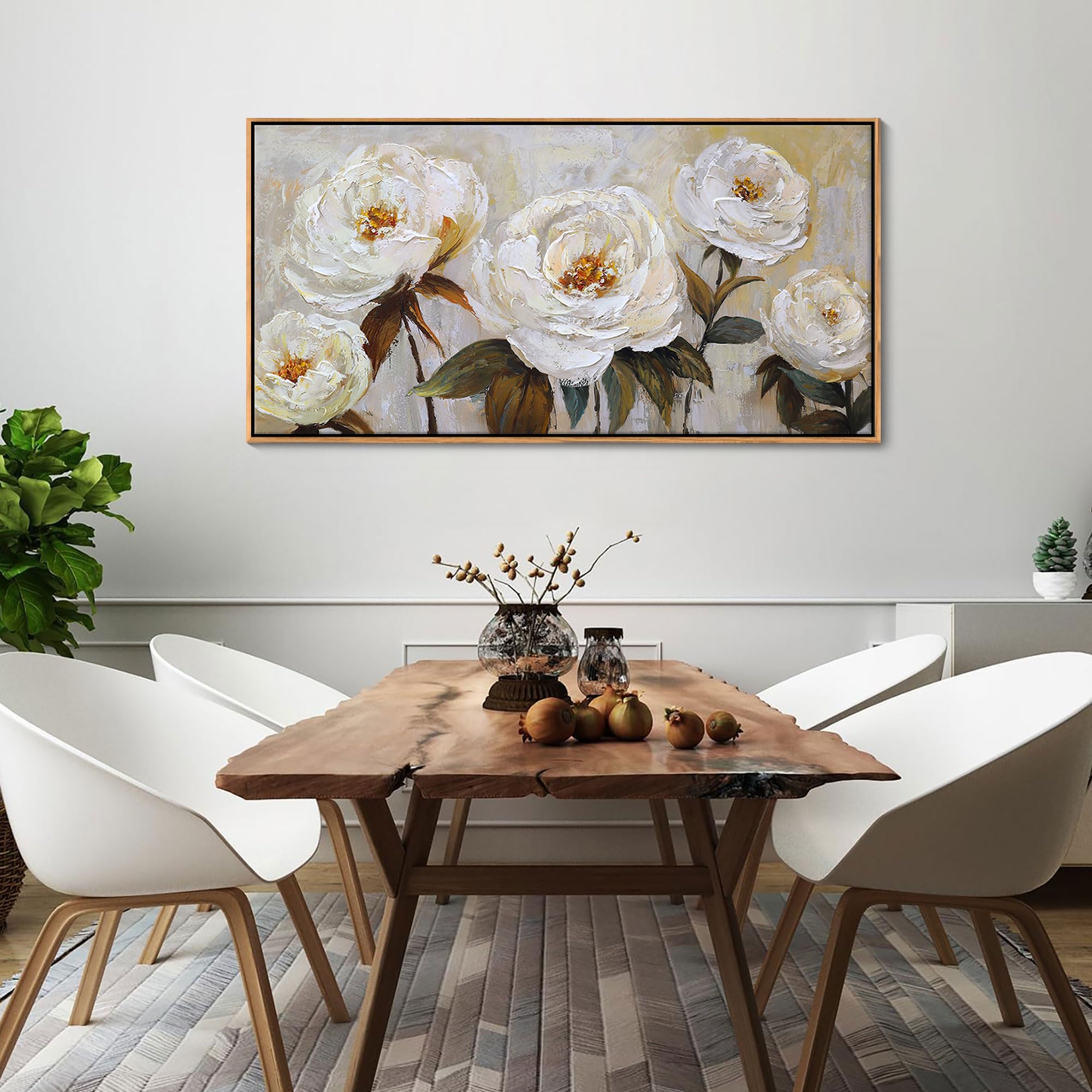 Amazon.com: Flower Canvas Wall Art Textured Floral Picture Wall