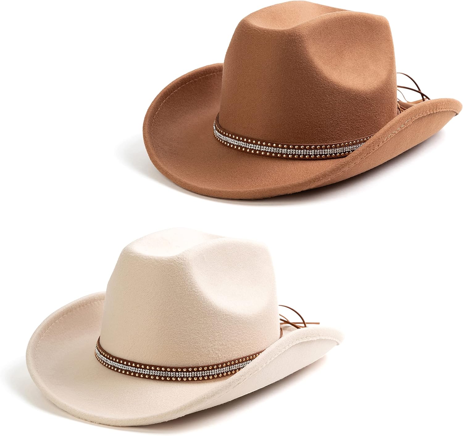Lisianthus Men & Women's Felt Wide Brim Western Cowboy Outdoor Fedora Hats with Belt