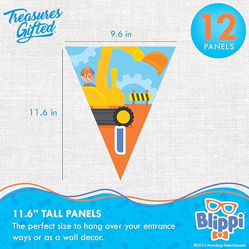 Miniatura 2 de Treasures Gifted Blippi - Banderines de cumpleaños, paquete de 2 banderines – Vehículo Blippi – Suministros para fiesta de cumpleaños Blippi –
