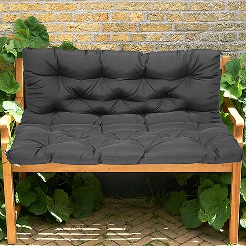 Miniatura 13 de Cojín de banco de jardín impermeable con respaldo, cojín largo para silla de muebles de exterior, cojín de asiento de 2 y 3 plazas, cojín de asiento