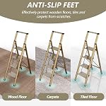 SOLADDER 4 Step Ladder, Folding Step Stool with Anti-Slip Wide Sturdy Pedal and Handgrip, Portable Lightweight Aluminum Stepladder, 300 lbs Capacity, Multi-Use for Home, Library - Brown Gold