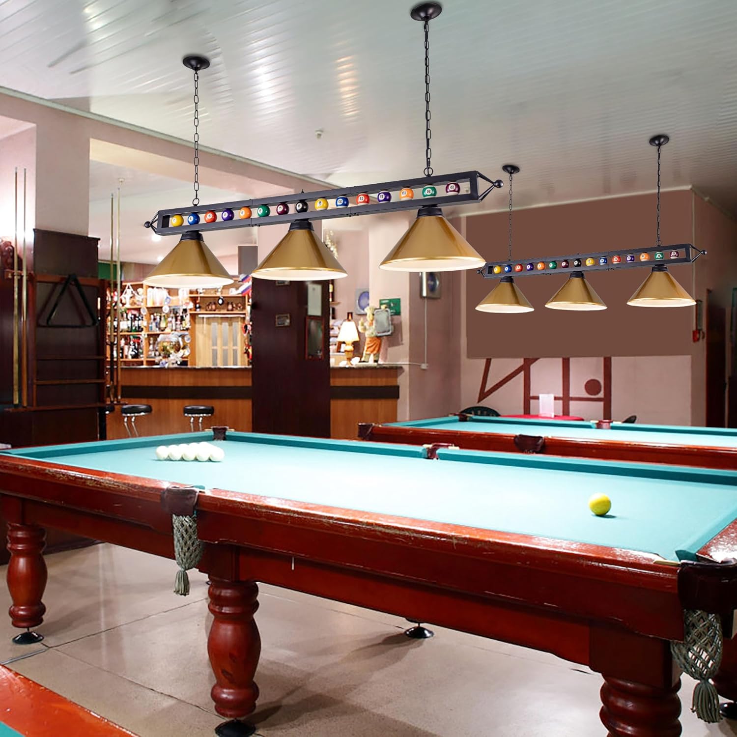 Wellmet 59" Billiard Pool Table Light Fixture, 3 Light Pool Table Pendant Lights for 7'-8' Table, Modern Island Light with Matte Metal Shade, Billiards Lights for Pool Table, Game Room, Man Cave