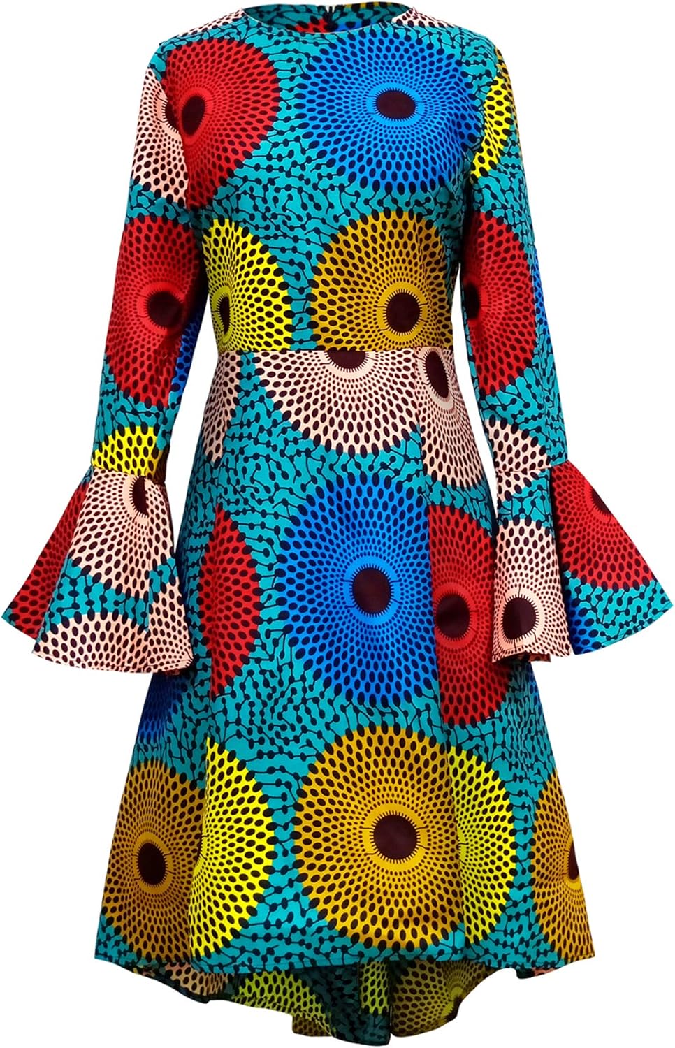 SHENBOLEN Women African Print Dresses Autumn and Winter Long Sleeves Ankara Dress