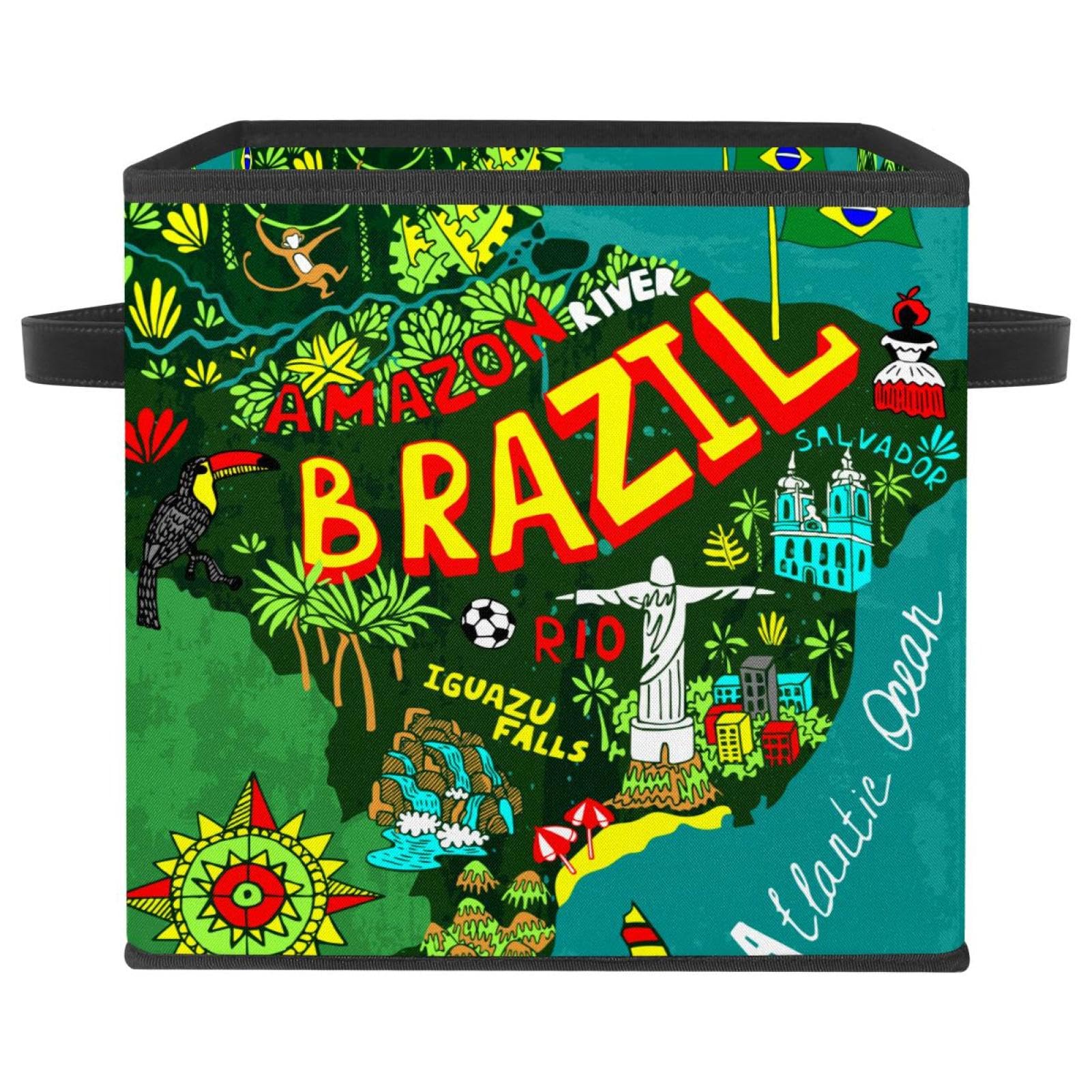Boîte de rangement pour jouets et vêtements de chambre motif Brésil