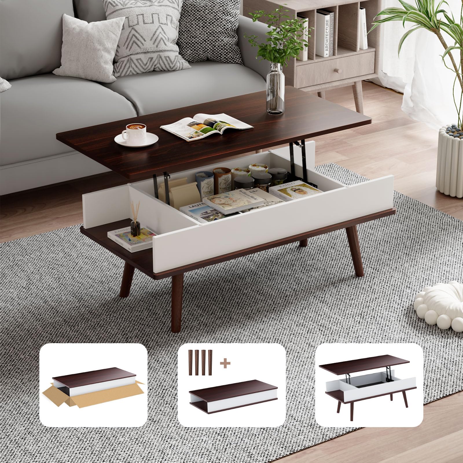 Amazon.com: VYRIVA Lift Top Coffee Table, One Minute No Assembly