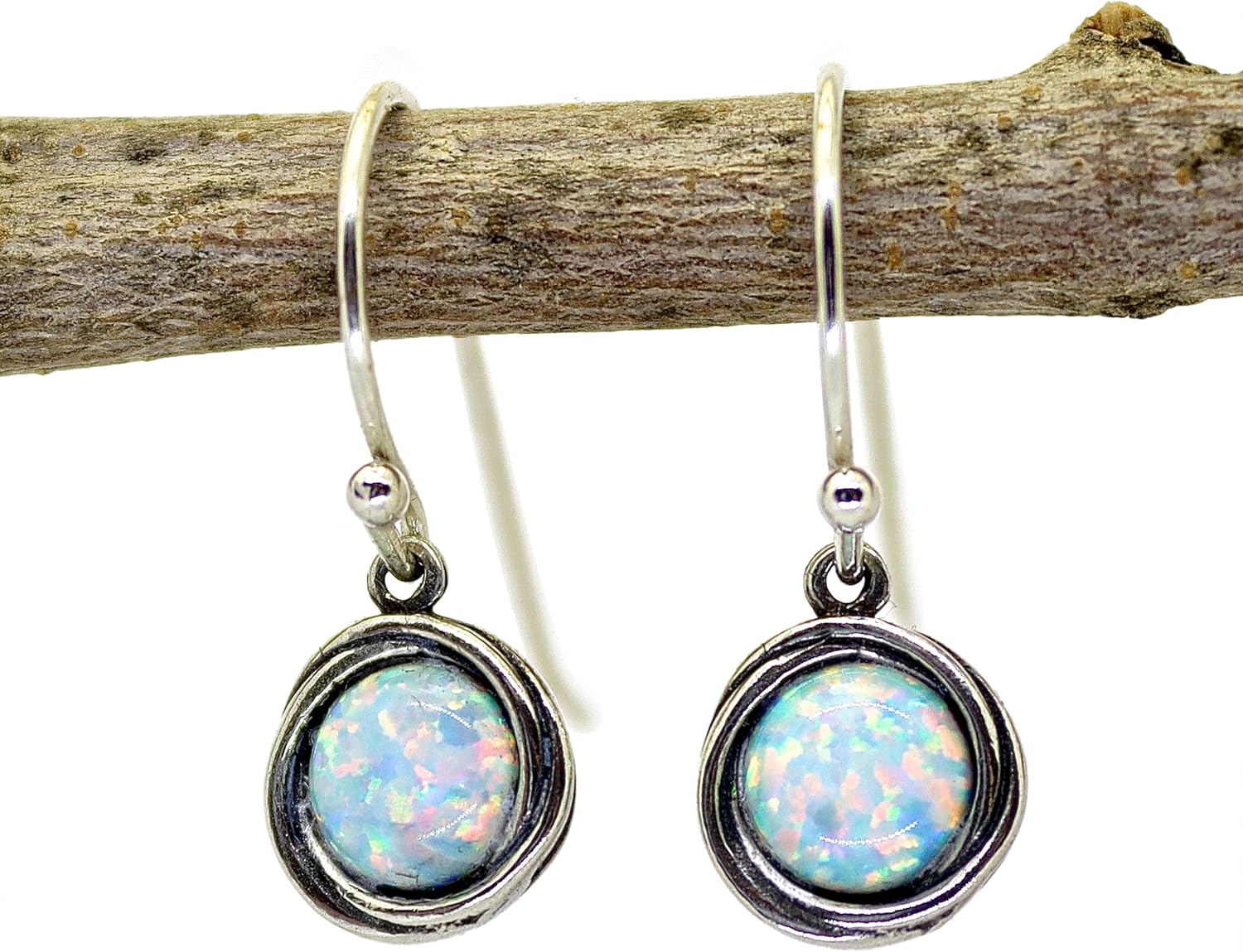 Stone sterling silver 925 dangle earrings, Natural stone earrings, Lightweight earrings