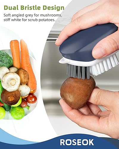 Miniatura 3 de Cepillo para limpiar papas y verduras, cepillo de cocina autónomo para limpieza de frutas y verduras, color azul marino, paquete de 2