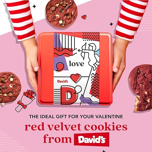 Miniatura 10 de Davids Cookies Regalo premium gourmet y recién horneado para el día de San Valentín surtido de galletas en una caja de regalo de lata de amor para