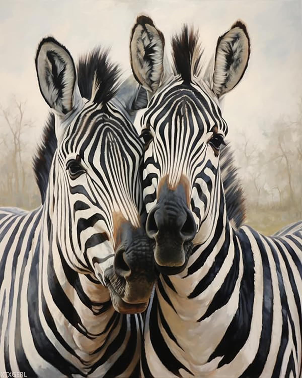 XTXGERL Paint by Numbers for Adults, Prairie Animal Zebra, Paint by Number on Canvas, DIY Oil Painting for Gift Home Wall Decor, 40x50cm, Without Frame