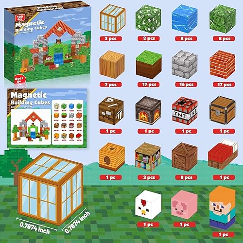 Miniatura 2 de Goody King Bloques magnéticos  Juego de 100 cubos de construcción magnéticos, juguetes de construcción para niños y niñas de 3 a 4 años, 5, 6, 7, 8,