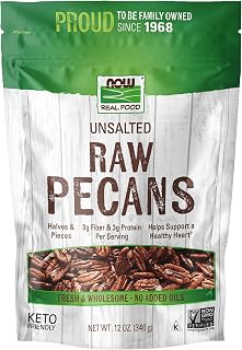 NOW Foods Pecans, Raw and Unsalted, Halves and Pieces, Natural Source of Essential Fatty Acids, Grown in the USA, 12-Ounce (Packaging May Vary)