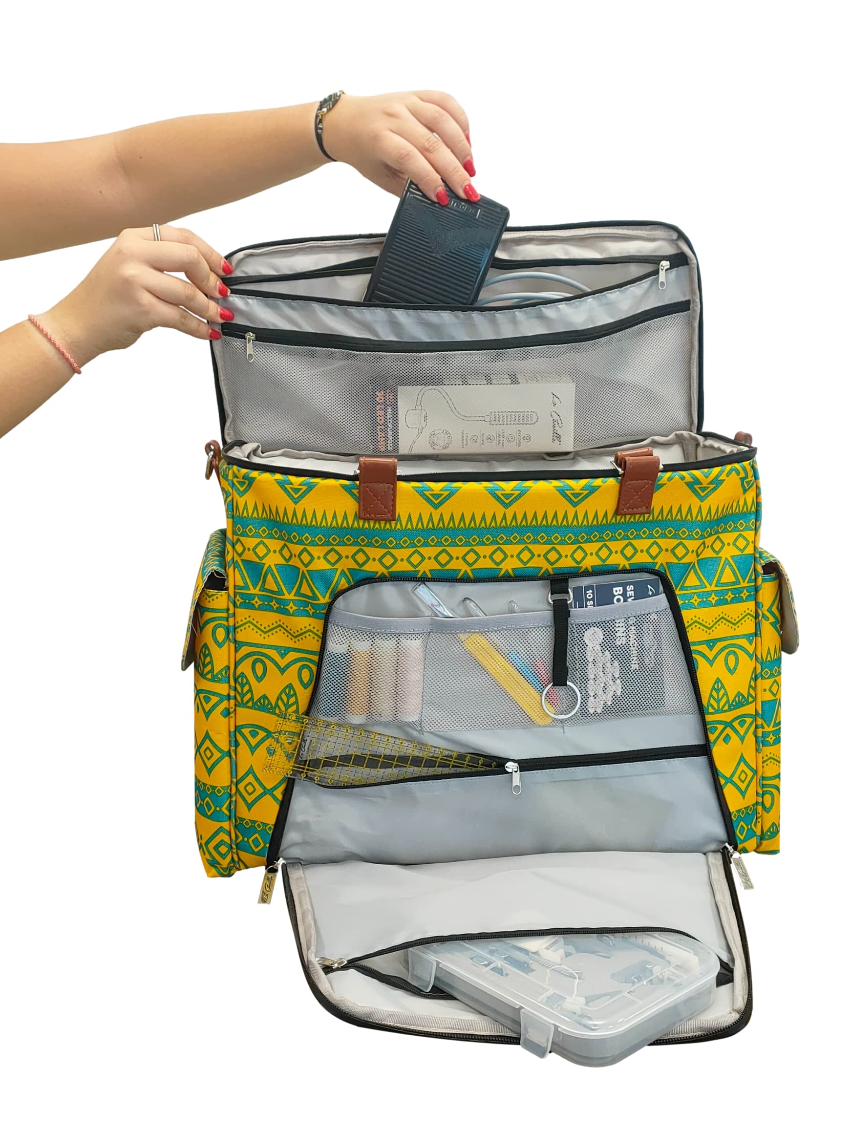 La Canilla - Maleta para Máquina de Coser Alfa, Singer, Brother (y más) Tote Bag para Manualidades, Almacenamiento y Accesorios de Costura con Funda Anti-Polvo
