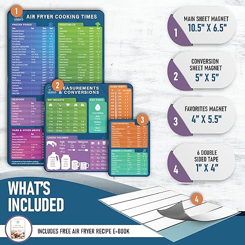 Miniatura 6 de Linda's Essentials - Forros para freidora de aire de 8.5 pulgadas y hoja de trucos magnética para freidora de aire, paquete de accesorios para
