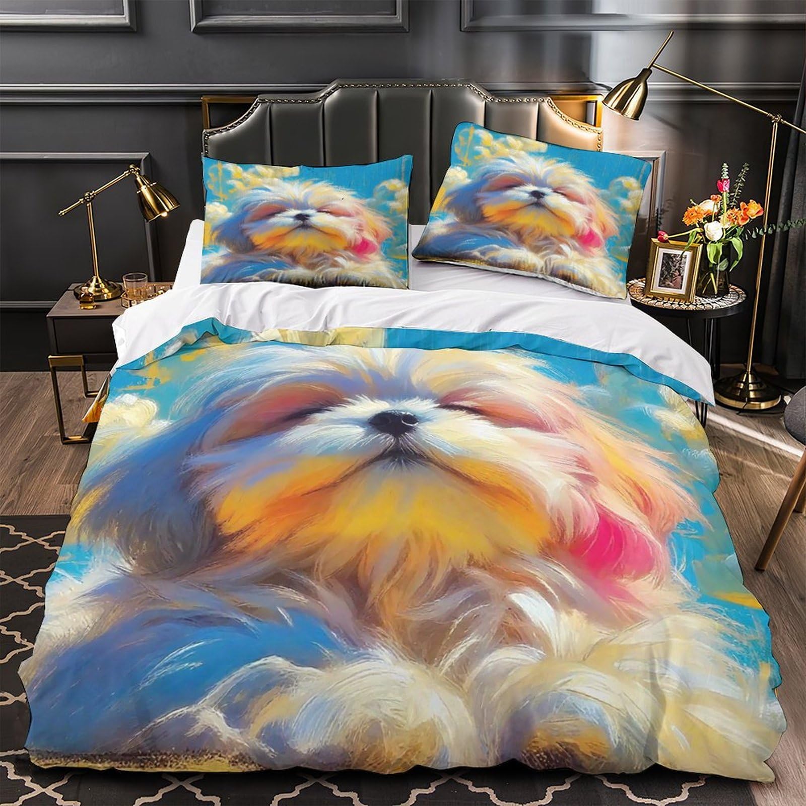Housse de couette 3D zippée microfibre douce finis les boutons cassés au lit