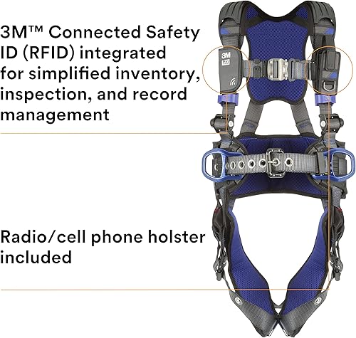 Miniatura 13 de 3M 1140183 DBI-SALA ExoFit X300 Arnés de seguridad de posicionamiento de construcción cómodo, protección contra caídas, anillos en D de espalda y