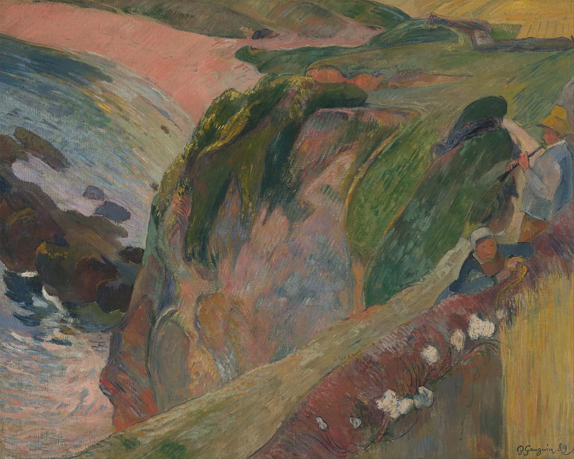 ARTXLXXBN Famous Print Painting Colorful Art Print the Flageolet Player on the Cliff by Paul Gauguin Canvas Art Decorations for Home Decor 60x90cm