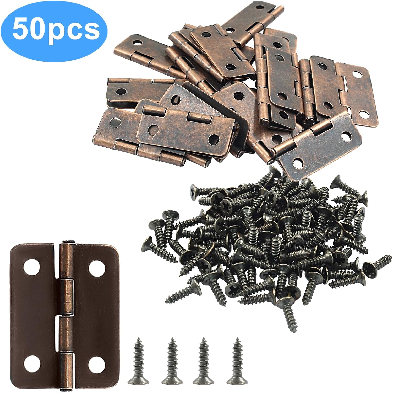 1 Inch Small Hinges, Antique Copper, 50 Pcs image 2