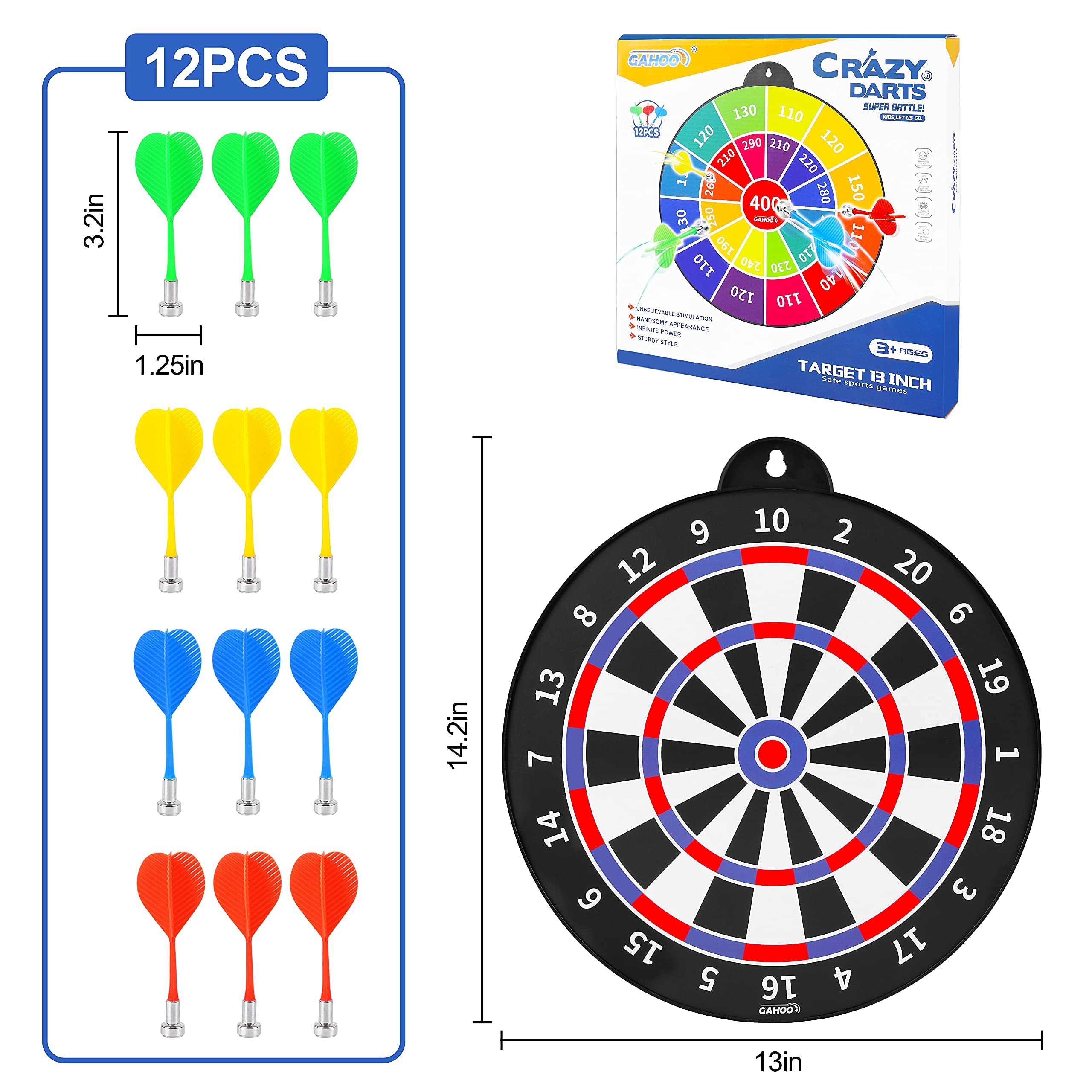 GaHoo Dart Board, Safe Dart Game Toy for Kids, 12pcs