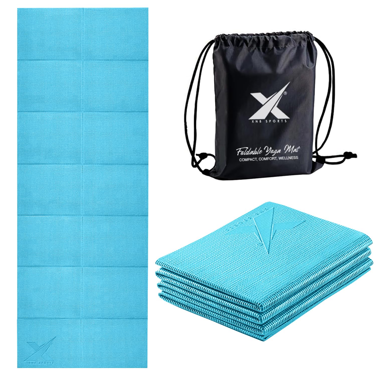 XN8 Sports Foldable Yoga Mat – Non-Slip, Eco-Friendly, Lightweight, Portable with Carrying Strap, Perfect for Home, Gym, and Travel Workouts, 72 Length