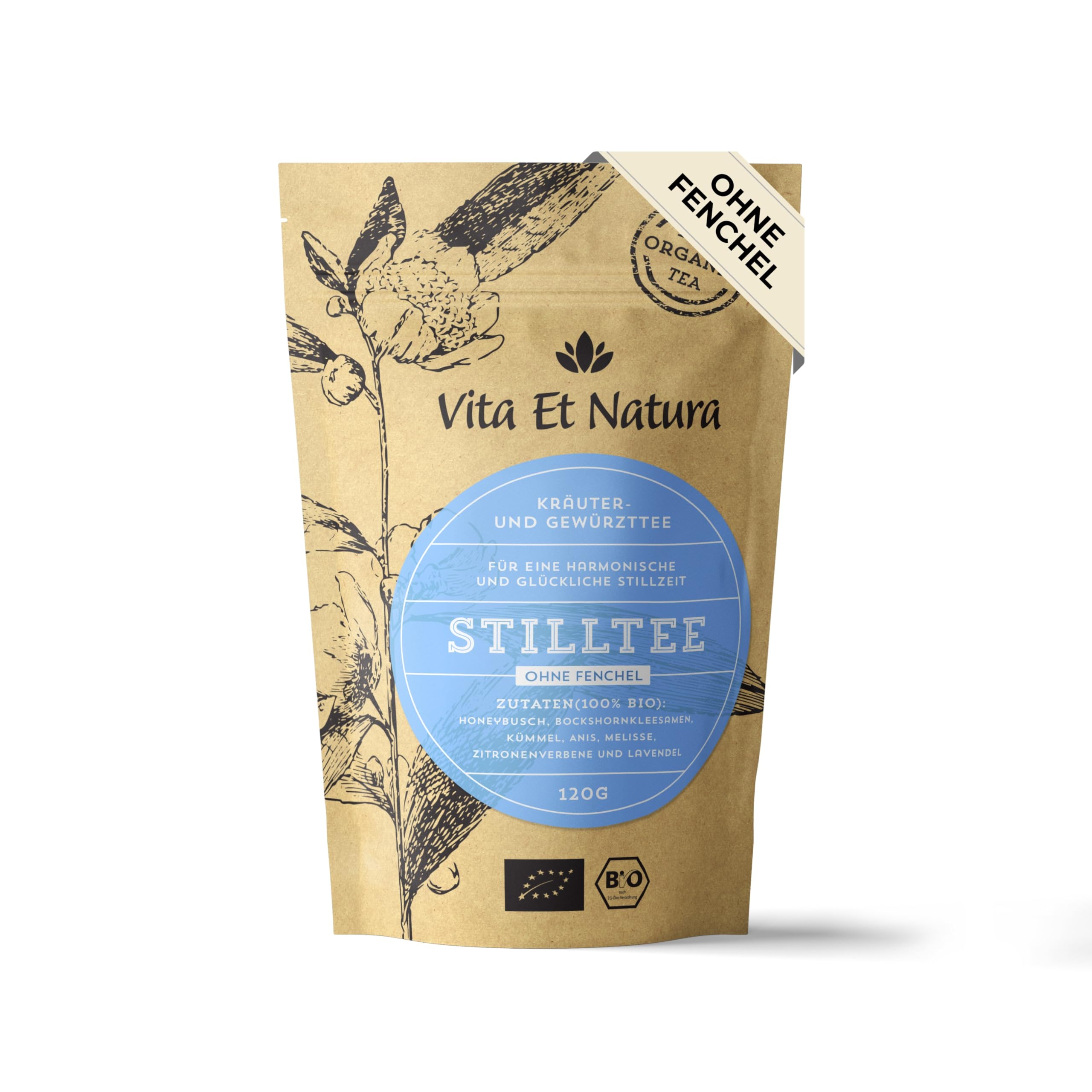 BIO Stilltee ohne Fenchel - 100% biologischer Tee mit Bockshornklee für die Stillzeit - geprüfte Rezeptur von Hebammen empfohlen - Vita Et Natura® Teemanufaktur