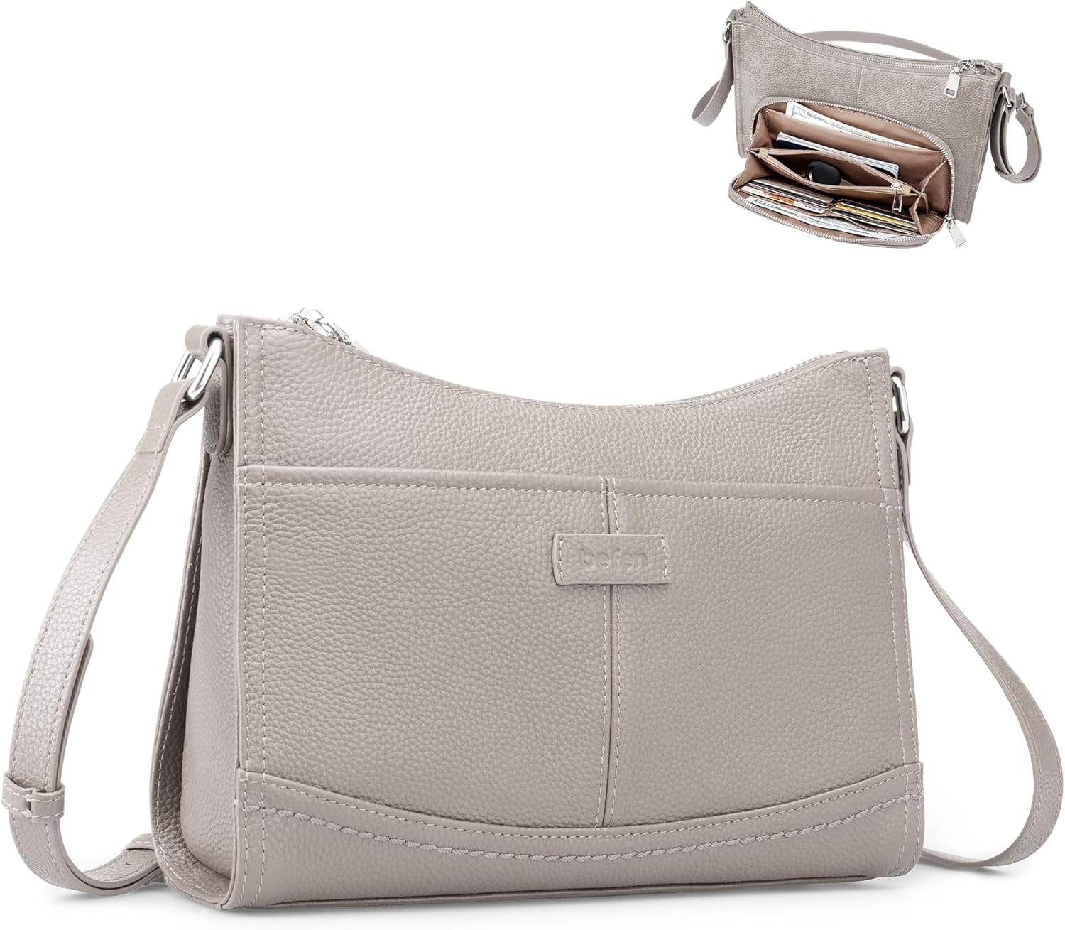 befen Genuine Leather Small Crossbody Bags for Women, Womens Purse with Built in RFID Blocking Wallet Anti-Theft Handbags