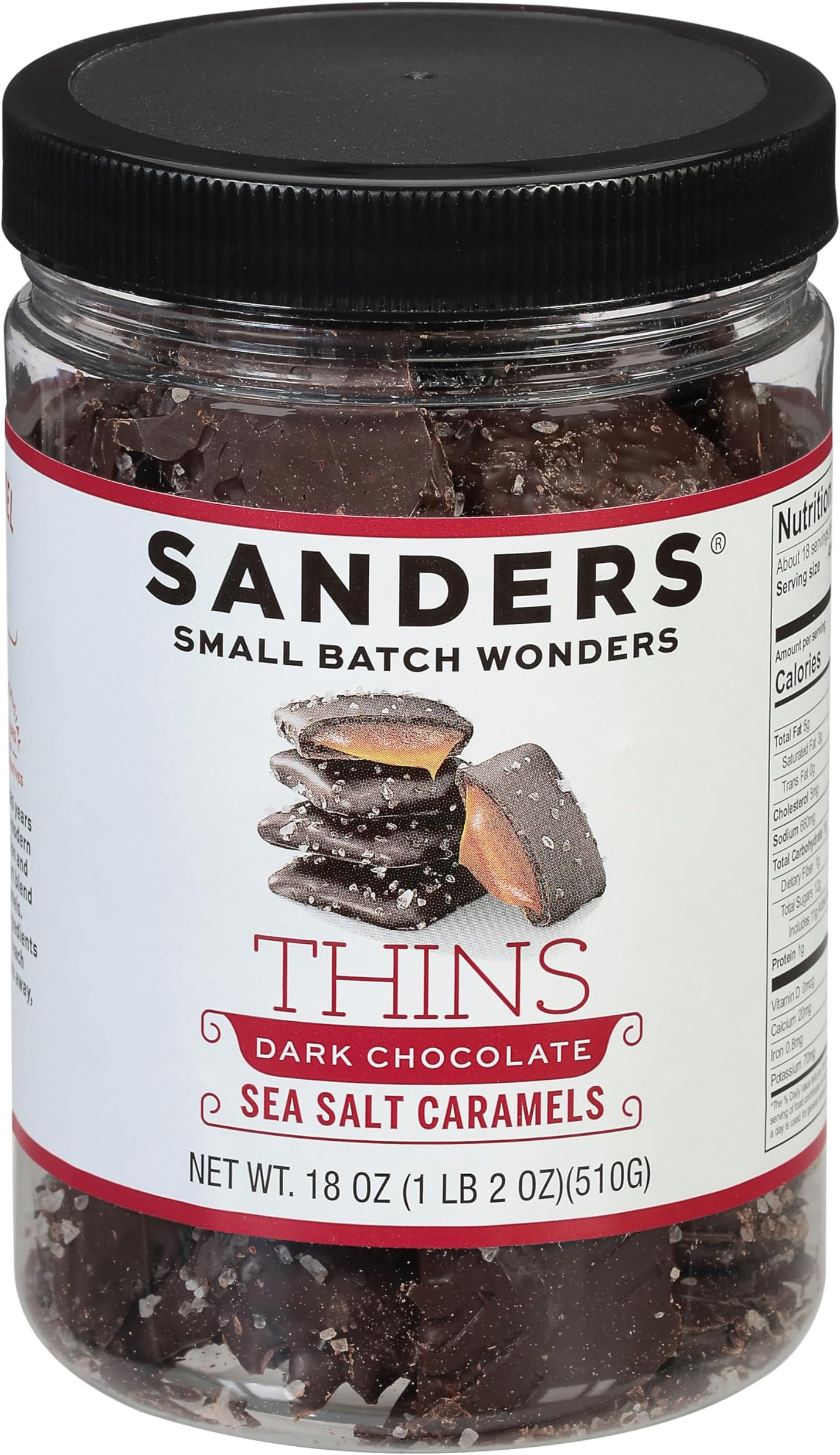 Dark Chocolate Sea Salt Caramel Thins - 18 oz. Tub