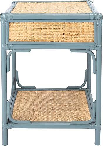 Miniatura 5 de SAFAVIEH Home Collection Roya Mesita de noche de ratán gris y natural con 1 cajón y 1 estante