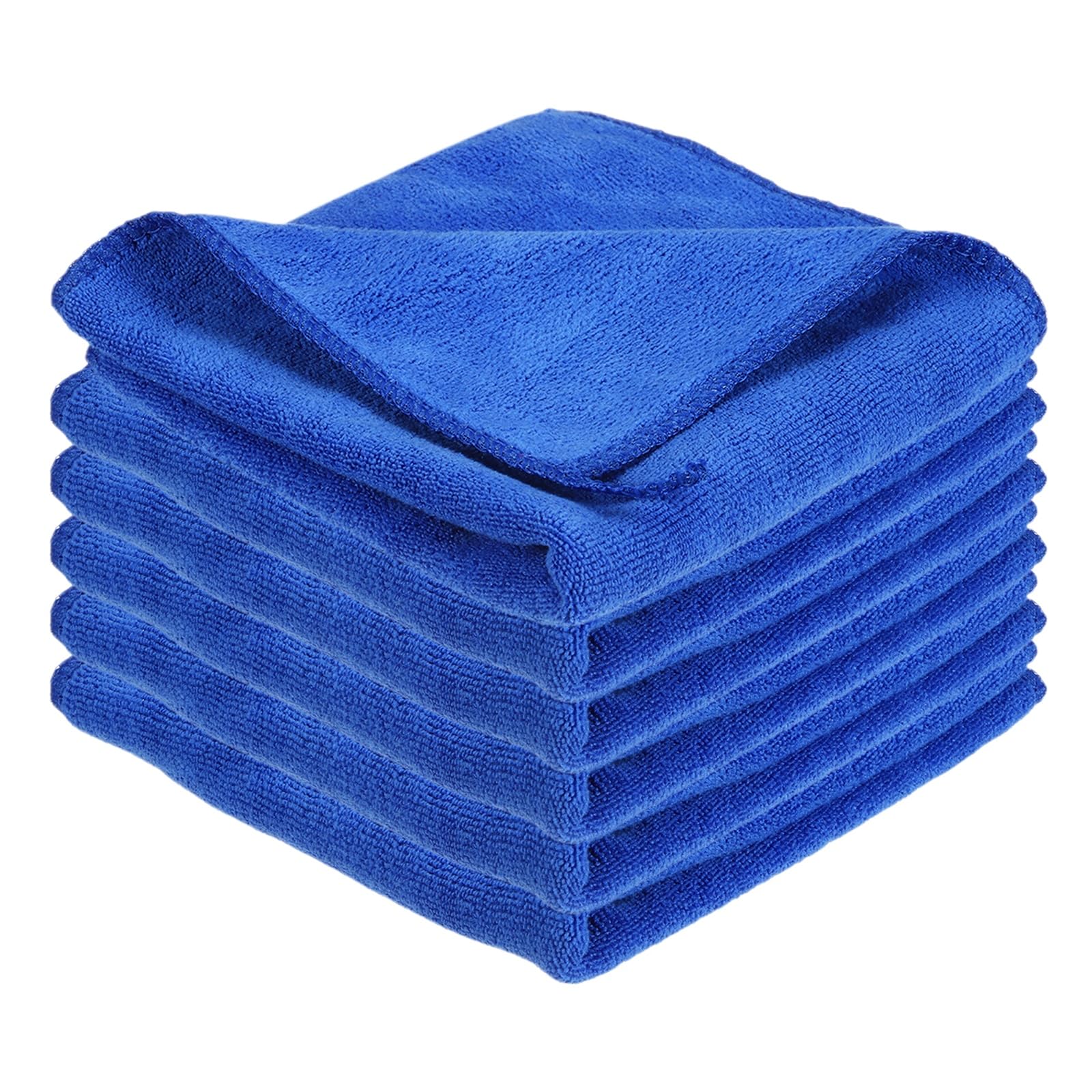 sourcing map 6 Pcs Square Hand Towels, 30 x 30 cm Soft Microfiber Hanging Hand Towel with Hanging Loop Highly Absorbent Kitchen Towels for Home Bathroom Kitchen Cleaning Supplies, Blue