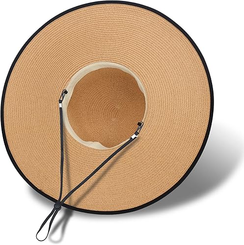 Miniatura 2 de Naivlizer Sombrero de sol de ala ancha para mujer, UPF50, sombrero de paja para verano, sombrero de playa flexible enrollable