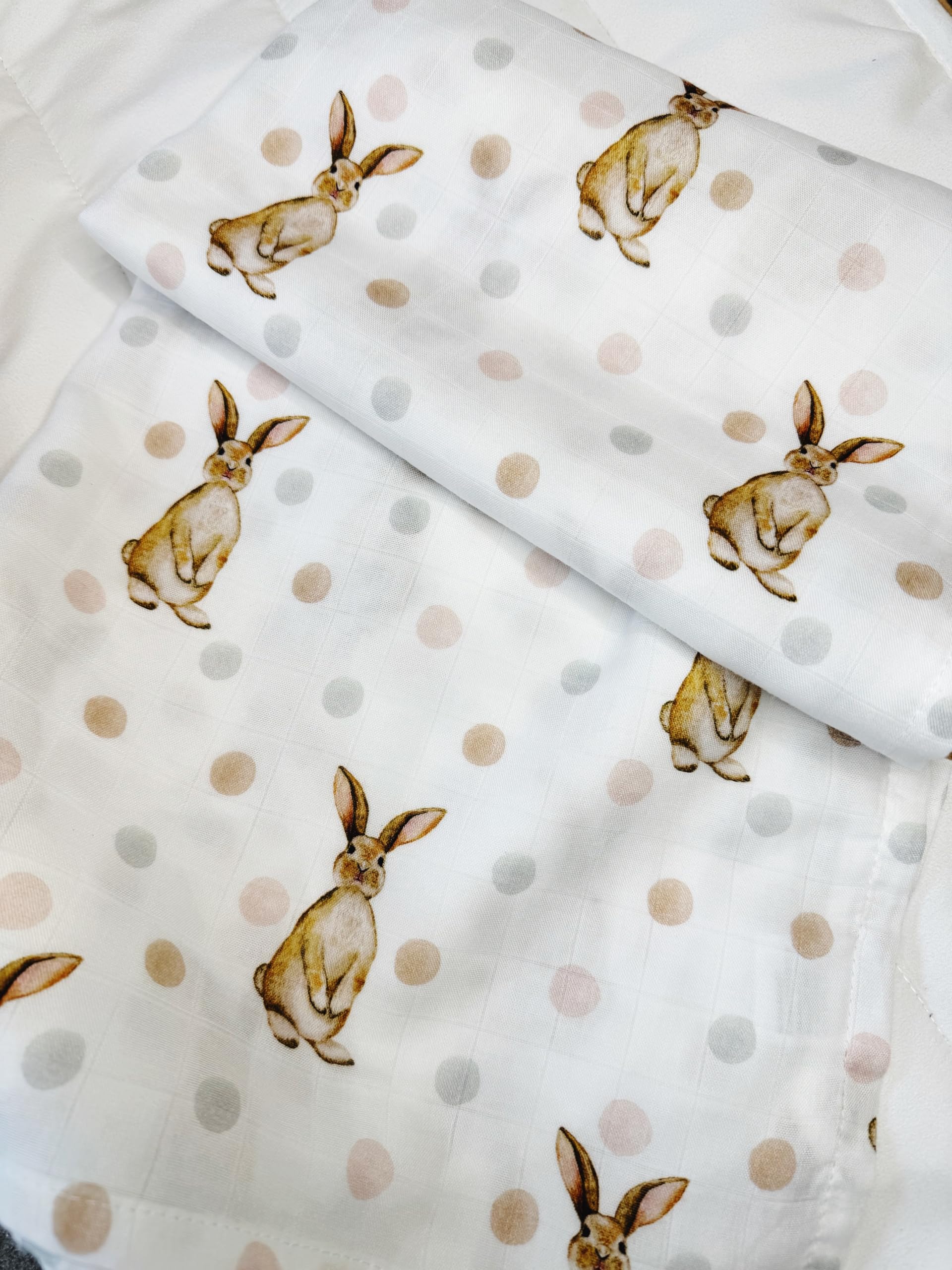 Baby J's® X-Large Luxury Soft Bamboo Muslin Swaddle Blankets - Bamboo Cotton Super Soft Muslin for Baby Girl or Baby Boy (Rabbit) - Image 3