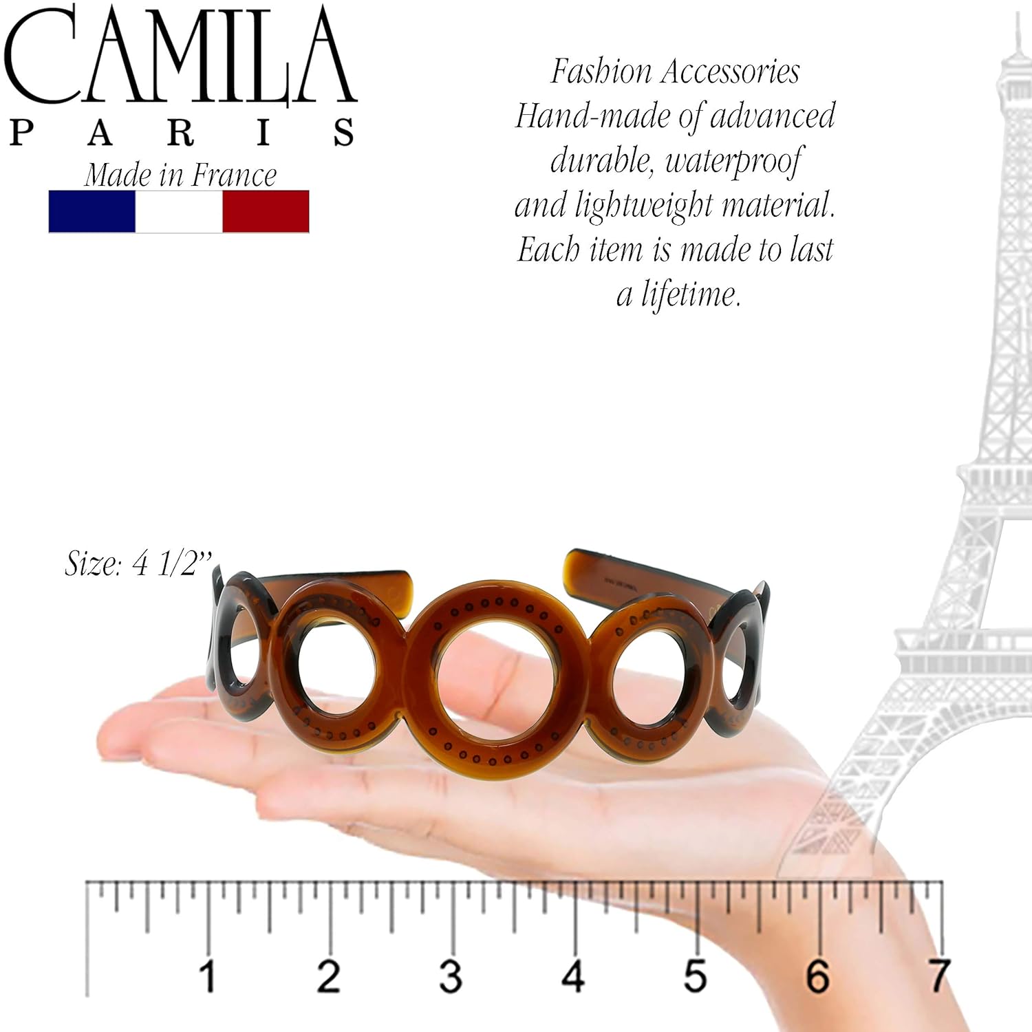 Camila Paris MP307 French Headband for Women, Strong Hold Grip Women's Hair Band, Very Flexible, No Slip and Durable Styling Girls Hair Accessories, Made in France with Cellulose - Image 3