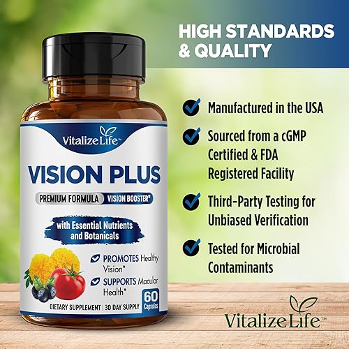 Miniatura 5 de Vision Plus Suplementos de salud ocular para adultos  Vitaminas oculares para personas mayores con luteína, arándano y zeaxantina  Suplemento de