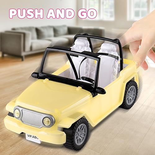 Miniatura 6 de Auto de juguete de moda para muñecas, vehículo de muñeca todoterreno que cambia de color bajo la luz solar, auto convertible de 2 asientos con