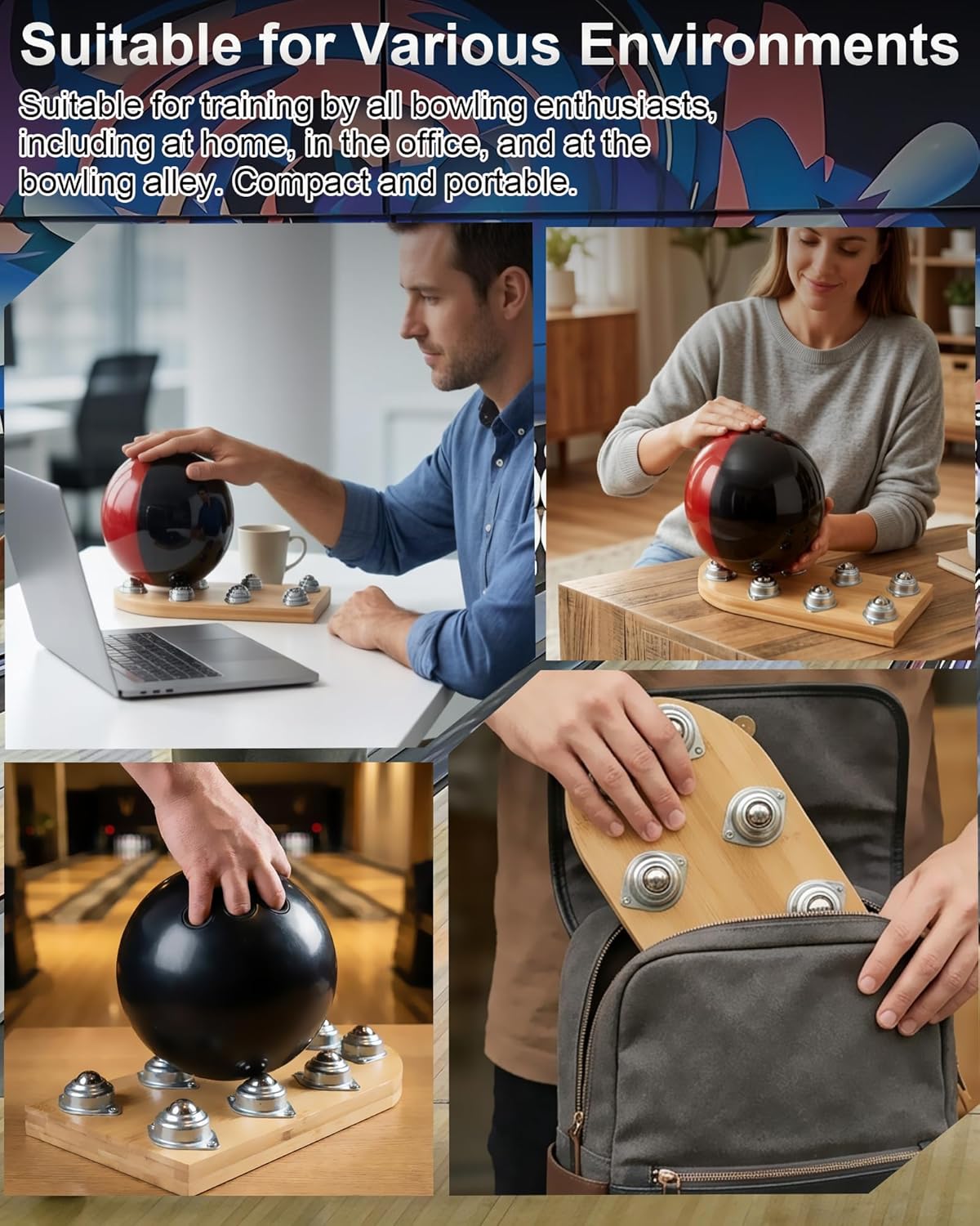 Bowling Ball Release Trainer, 14"x 7" x 1 "Wooden Bowling Release Trainer, Bowling Training Aid, Suitable for Home, Office, Bowling Training Centers