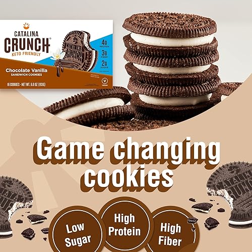 Miniatura 2 de Catalina Crunch Keto Cookies sabor vainilla chocolate  Bocadillos bajos en carbohidratos y azúcar  Paquete de 4