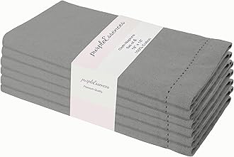 PurpleEssences Set of 6 Hemstitch Cloth Dinner Napkins 100% Cotton - Soft Durable Washable - Ideal for Wedding Fall Thanksgiving - Perfect Everyday Use Table Linen 18x18 - Ash GreyOEKO-TEX STANDARD 100