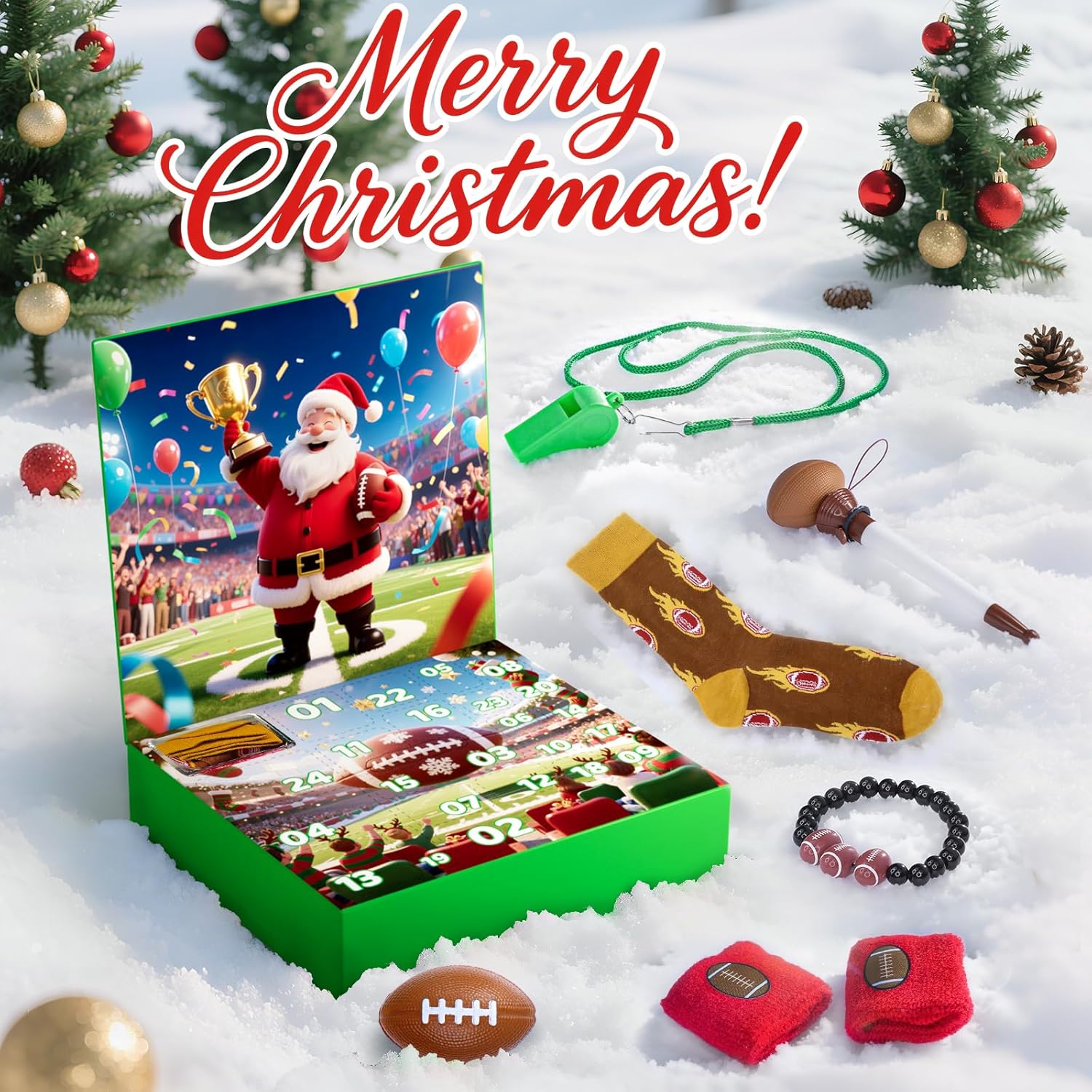 Advent Calendar 2025 Sport for Teen Boys Girls Teenagers Baseball Football Christmas Countdown Gifts Accessories and Decorations Stocking Stuffers (Football)