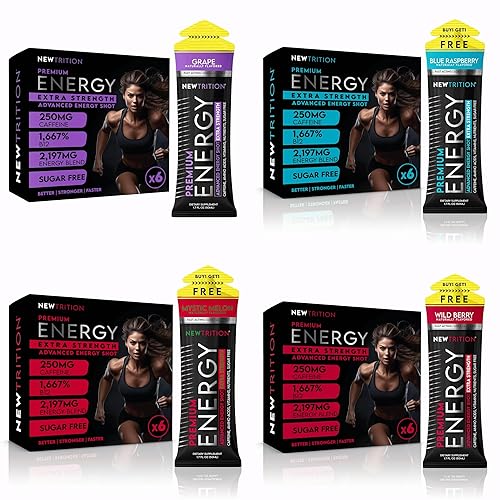 Miniatura 2 de NewTrition Bebidas energéticas extra fuertes, sin azúcar, 1.7 onzas líquidas (paquete de 24, 8 sabores), bebidas energéticas de cafeína de 250 mg