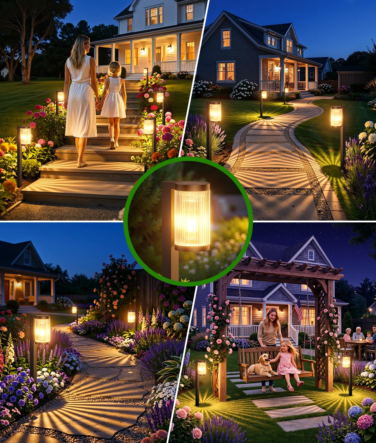ELECLINK 2 Stück Moderne Solar-Wegleuchten, super hell bis zu 12 Stunden, IP65 wasserdicht, Outdoor-Solarleuchten für Hof, Garten, Weg