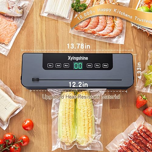 Miniatura 6 de Vacuum Sealer Machine- 75Kpa 6-in-1 Compact Vacuum Sealer for Food with Digital Timer, DryMoist Food Modes & 50 Bags, Built-in Cutter (Sliver)