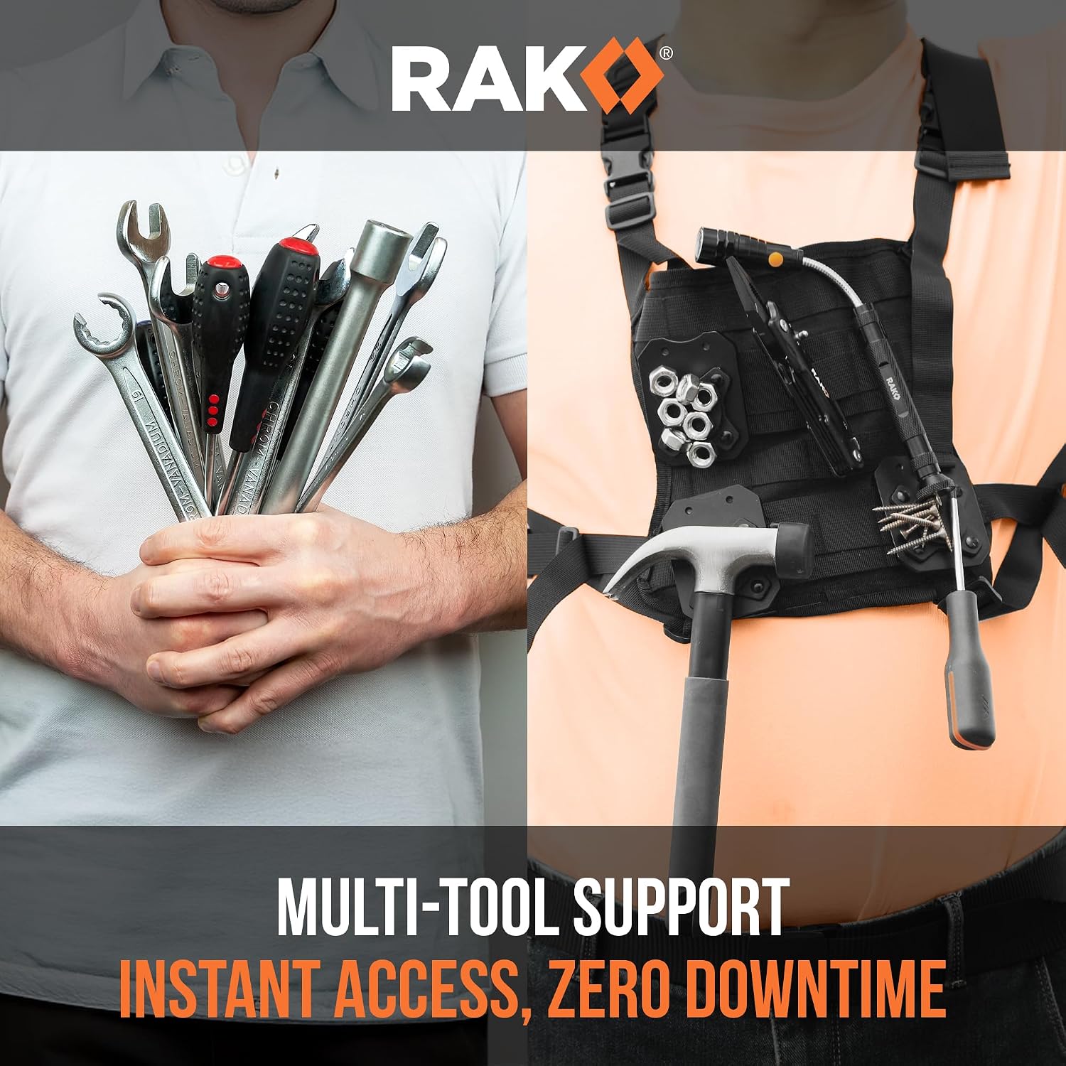 RAK Magnetic Tool Holder for Belt - 20lbs Strong Clip-On Belt Magnet Holster, Heavy Duty Belt Clip Tool Pouch Accessory for Hammer, Screw Driver, Pliers, Screws & Nails and Hardware Holder